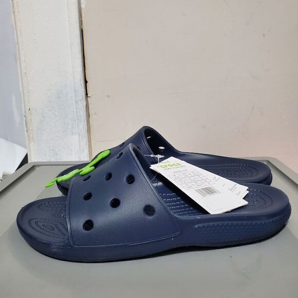 Classic Crocs Unisex Slides Navy Waterproof Men 5 /Womens 7 206121-410 New - Picture 1 of 10